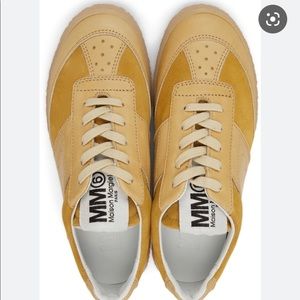 MM6 Maison Margiela Tan Leather 6 Court Sneakers